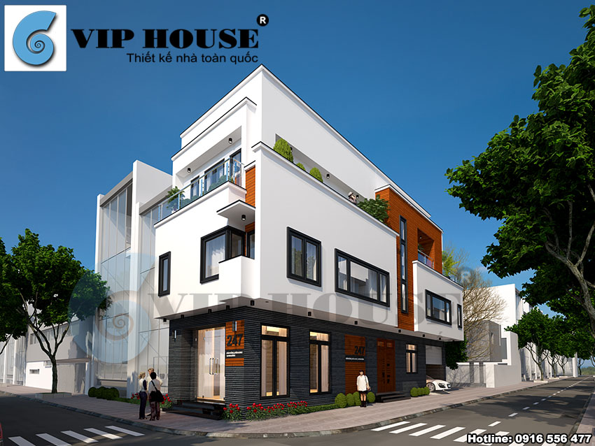 Thiết kế nhà phố hiện đại 2 mặt tiền 3 tầng tại Ninh Bình